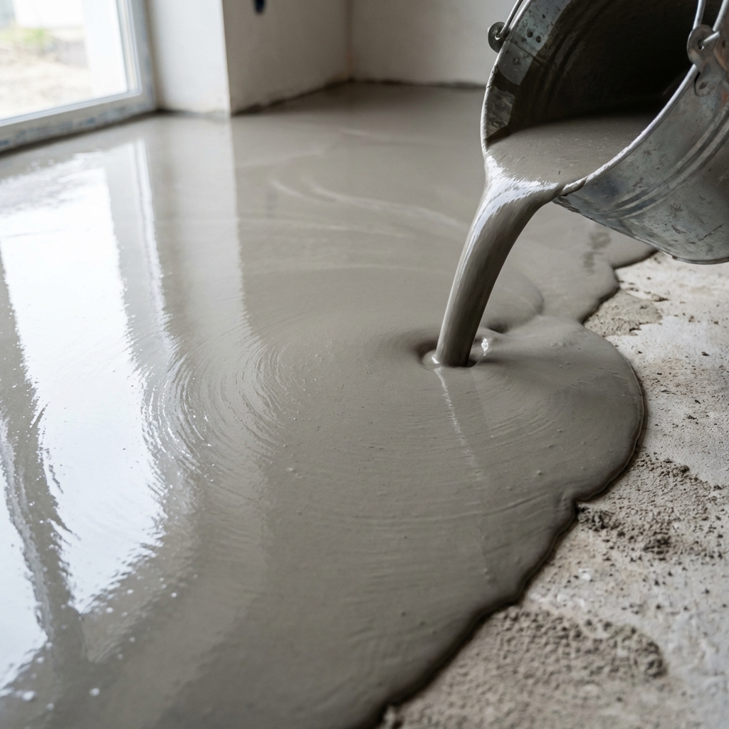 Self-leveling concrete pouring